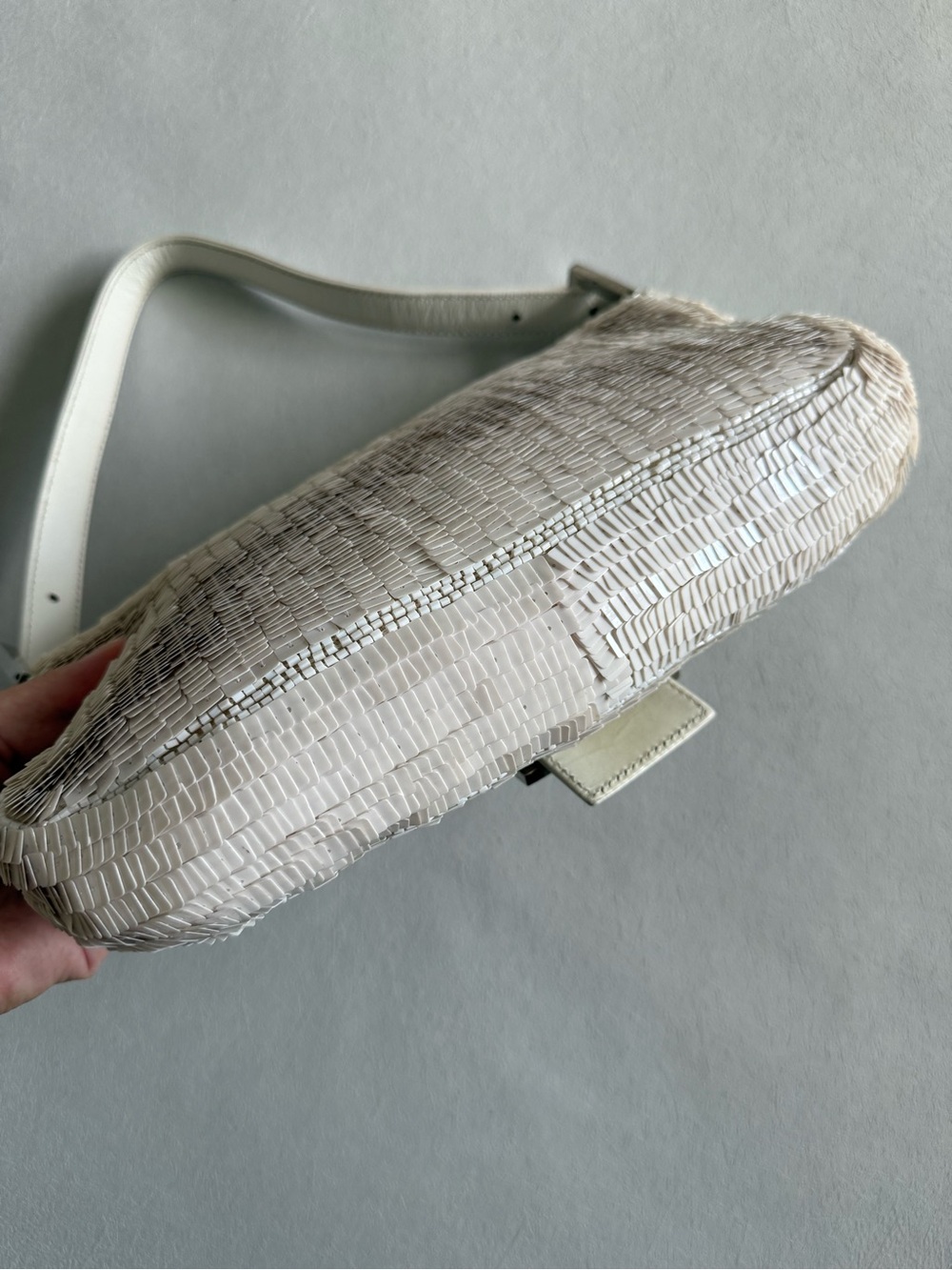Vintage Fendi White Glitter Baguette Shoulder Bag - Picture 5 of 12
